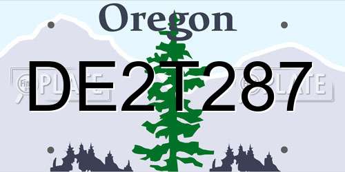 DE2T287 Oregon License Plate