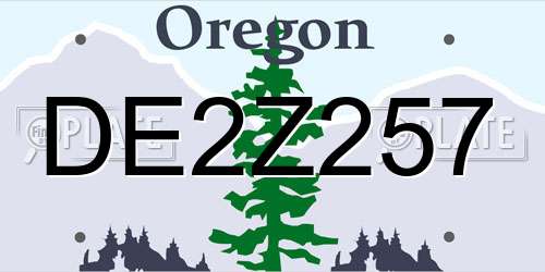 DE2Z257 Oregon License Plate