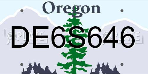DE6S646 Oregon License Plate
