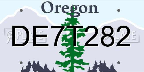 DE7T282 Oregon License Plate
