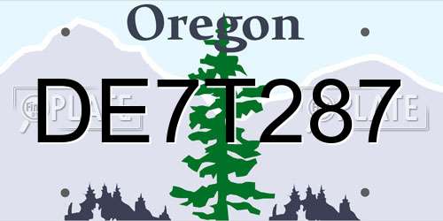 DE7T287 Oregon License Plate