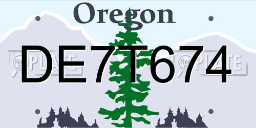 DE7T674 Oregon License Plate