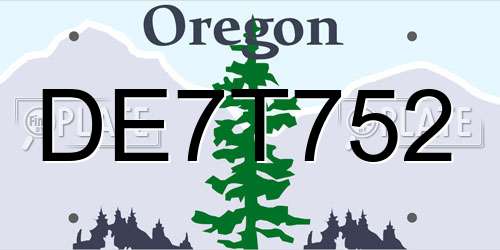 DE7T752 Oregon License Plate