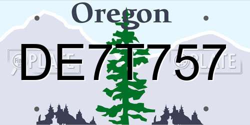 DE7T757 Oregon License Plate