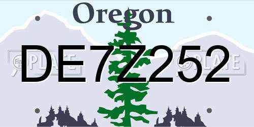 DE7Z252 Oregon License Plate