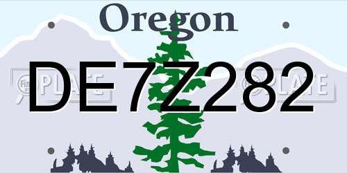 DE7Z282 Oregon License Plate