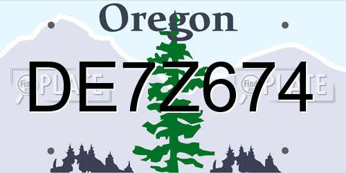 DE7Z674 Oregon License Plate