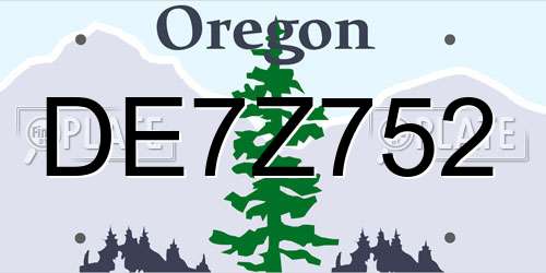 DE7Z752 Oregon License Plate