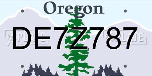 DE7Z787 Oregon License Plate