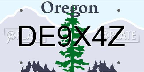 DE9X4Z Oregon License Plate
