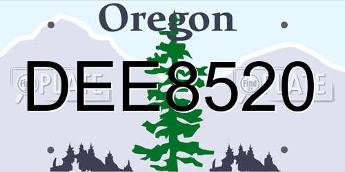 DEE8520 Oregon License Plate