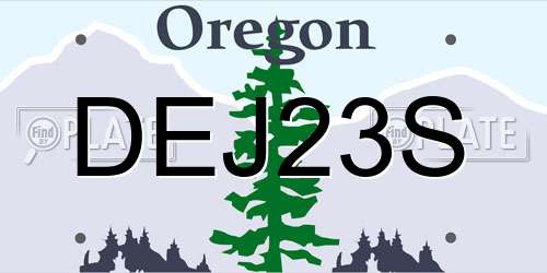 DEJ23S Oregon License Plate