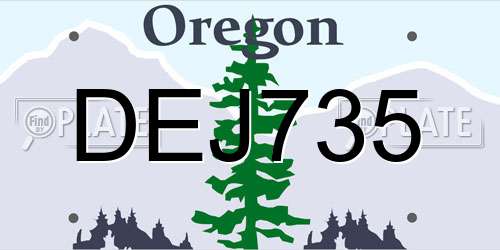 DEJ735 Oregon License Plate