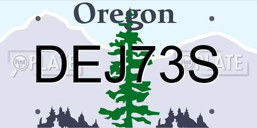 DEJ73S Oregon License Plate