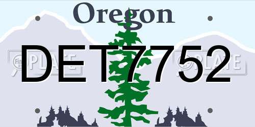 DET7752 Oregon License Plate