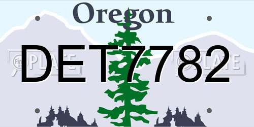 DET7782 Oregon License Plate
