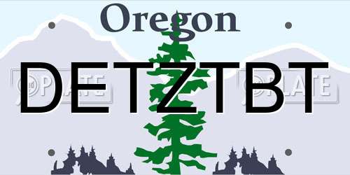 DETZTBT Oregon License Plate