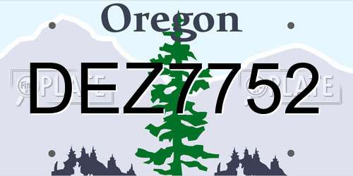 DEZ7752 Oregon License Plate