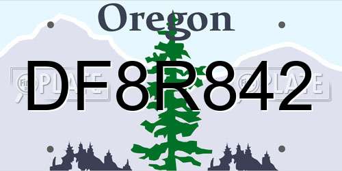 DF8R842 Oregon License Plate