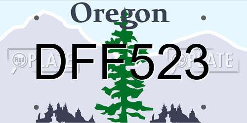 DFF523 Oregon License Plate