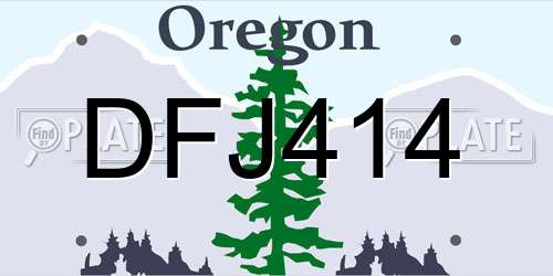 DFJ414 Oregon License Plate