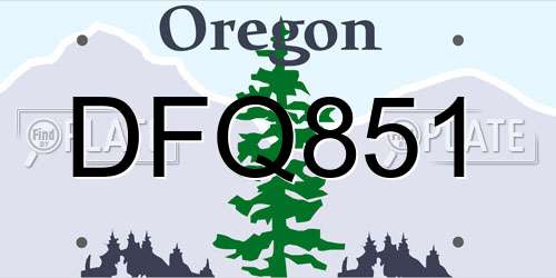 DFQ851 Oregon License Plate