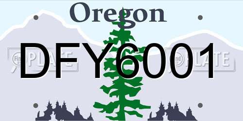DFY6001 Oregon License Plate