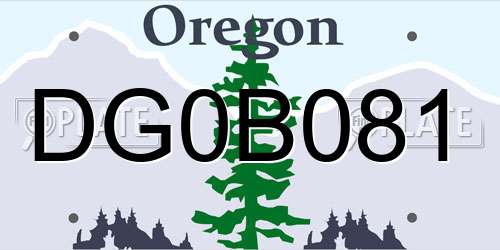 DG0B081 Oregon License Plate
