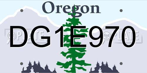 DG1E970 Oregon License Plate
