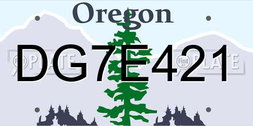 DG7E421 Oregon License Plate