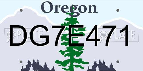 DG7E471 Oregon License Plate