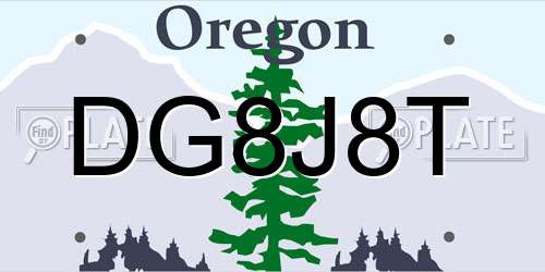 DG8J8T Oregon License Plate