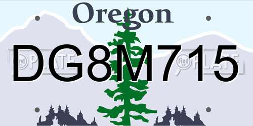 DG8M715 Oregon License Plate