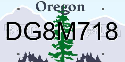 DG8M718 Oregon License Plate