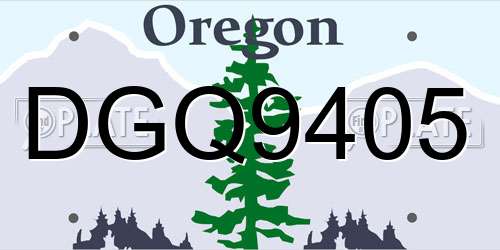DGQ9405 Oregon License Plate