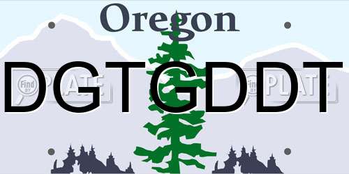 DGTGDDT Oregon License Plate
