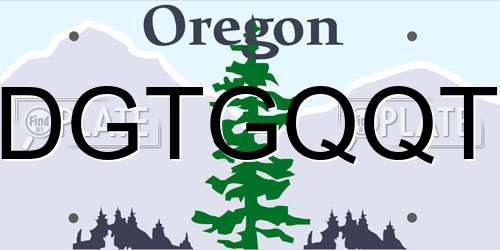 DGTGQQT Oregon License Plate