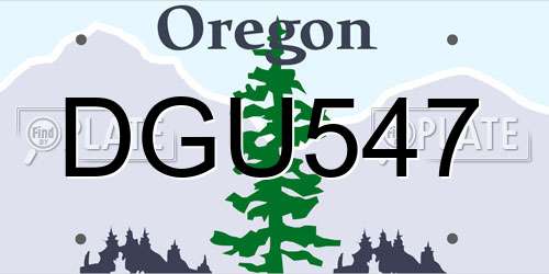 DGU547 Oregon License Plate