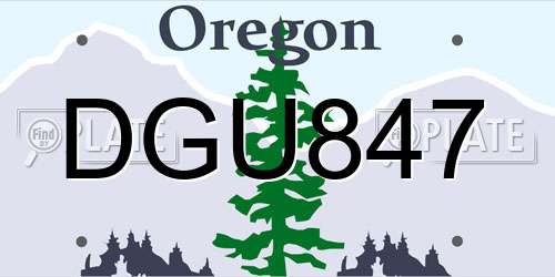 DGU847 Oregon License Plate