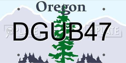 DGUB47 Oregon License Plate