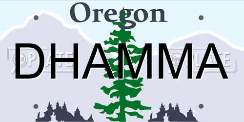 DHAMMA Oregon License Plate