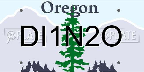 DI1N2O Oregon License Plate