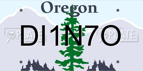 DI1N7O Oregon License Plate