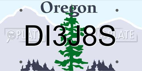 DI3J8S Oregon License Plate