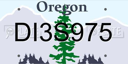 DI3S975 Oregon License Plate
