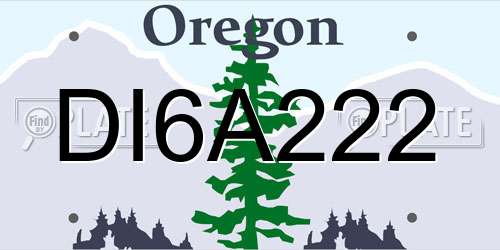 DI6A222 Oregon License Plate