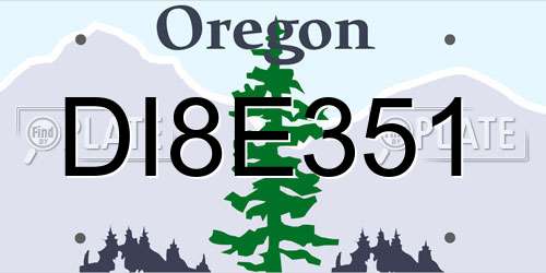 DI8E351 Oregon License Plate