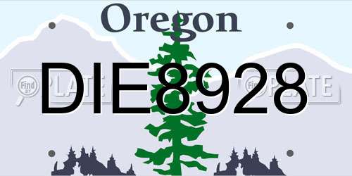 DIE8928 Oregon License Plate