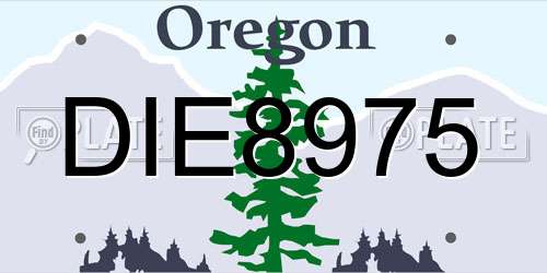 DIE8975 Oregon License Plate