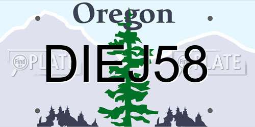 DIEJ58 Oregon License Plate